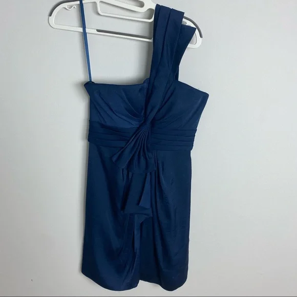BCBGMaxAzria One Shoulder Cocktail Dress, Navy, Size 4 - Picture 2 of 4